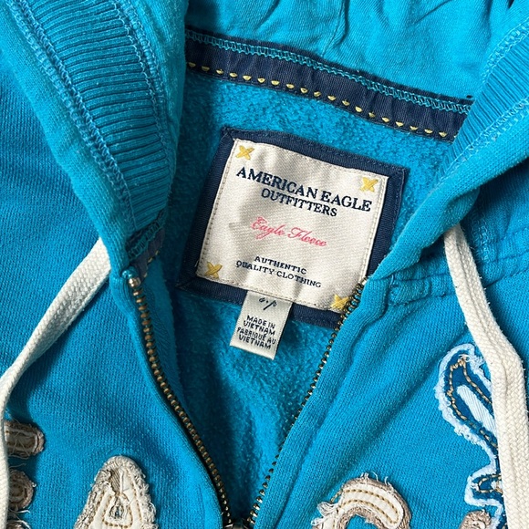 American Eagle Outfitters 3/4 Sleeve Zip Hoodie - Blue - Picture 3 of 8